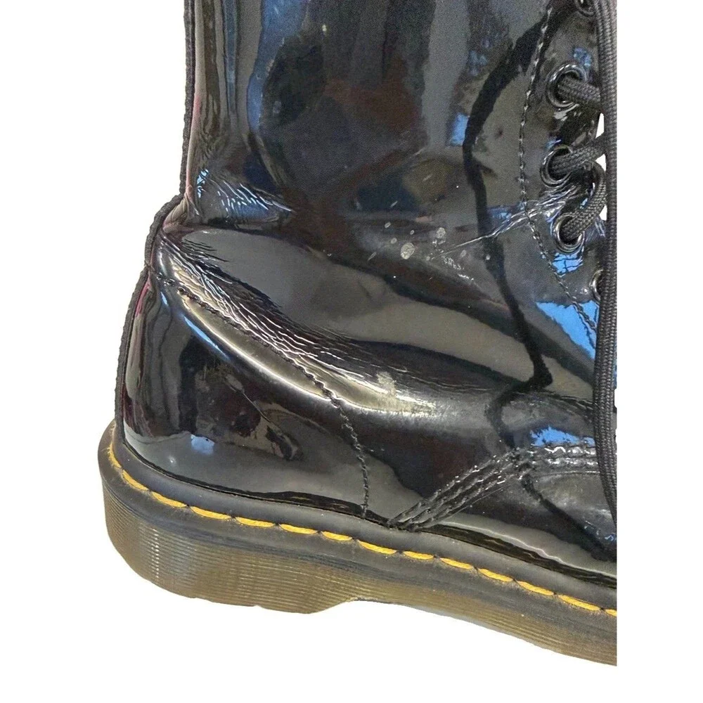 Dr. Martens 1460 Black Patent Leather 8 Hole Lace-Up Unisex Boots Shoes Size 9